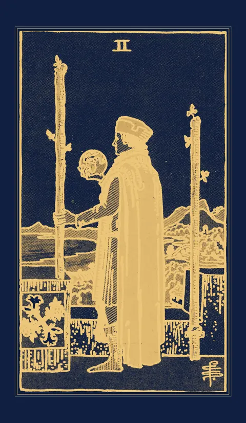 Two of Wands, Waite-Smith
